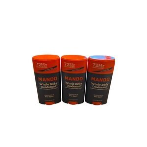 Mando Whole Body Deodorant Smooth Solid Pro Sport 2.6oz Aluminum Free Lot of 3
